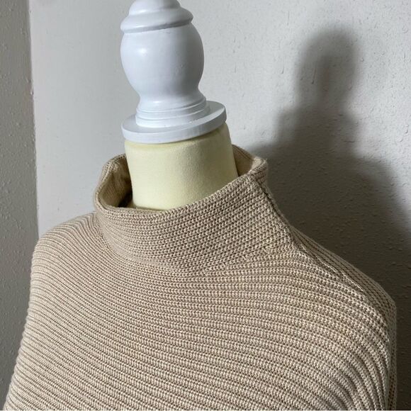 Michael Kors Beige Mock Neck Ribbed Knit Sweater Women's Size Large - Picture 12 of 16